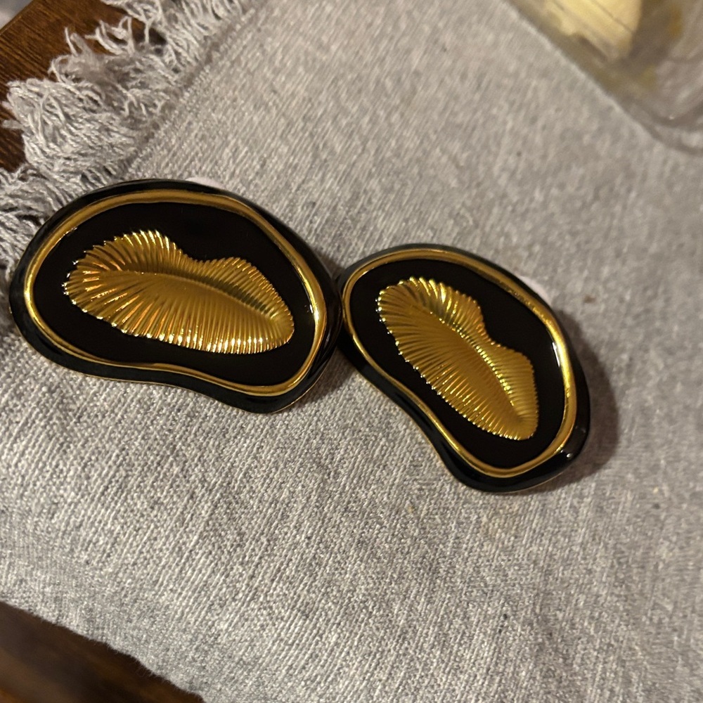 Elegant Black and Gold Earrings